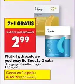 Biedronka Płatki hydrożelowe pod oczy Be Beauty, 2 szt oferta