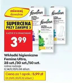 Biedronka Wkładki higieniczne Femina Ultra, 28 szt./30 szt./50 szt oferta
