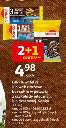 Auchan Wafle ryżowe w czekoladzie deserowej Sonko oferta