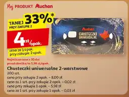 Auchan Chusteczki uniwersalne 2-warstwowe Auchan Różnorodne (Logo Czerwone) oferta