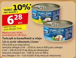 Auchan Tuńczyk w kawałkach sosie własnym Lisner oferta