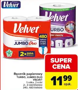 Carrefour Ręcznik papierowy TURBO, JUMBO DUO VELVET oferta