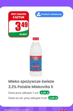 Dino Mleko spożywcze świeże 3,2% Polskie Mlekovita 1l oferta