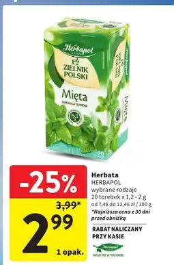 Intermarche Herbata HERBAPOL Zielnik Polski Mięta 20 torebek x 1,2-2g oferta