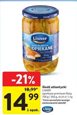 Intermarche Śledź atlantycki LISNER opiekane premium filety 700g / 350g oferta