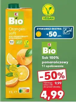 Kaufland Sok 100% pomarańczowy Bio 1l K-Classic oferta