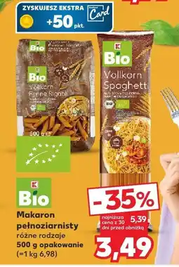 Kaufland Makaron pełnoziarnisty Bio różne rodzaje K-Classic oferta