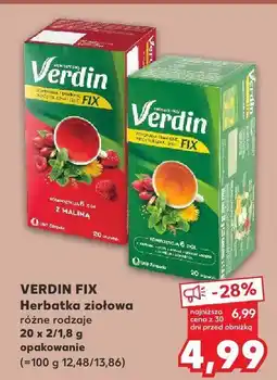 Kaufland Herbata ziołowa różne rodzaje VERDIN FIX oferta