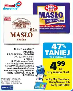 Carrefour Masło ekstra POLSKIE, Z POLSKIEJ MLECZARNI oferta