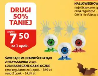 Auchan Świecące w ciemności pająki z przyssawką lub nakręcane gałki oczne oferta