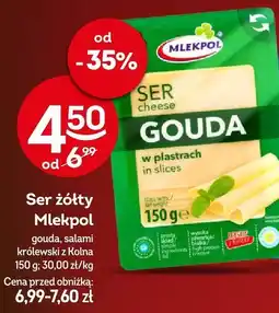 Żabka Ser żółty Mlekpol Gouda w plastrach gouda, salami krótko dojrzały z Kolna oferta