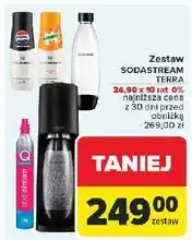Carrefour Zestaw: urządzenie terra black + 2 x butelki 1 l cylinder syrop pepsi max mirinda Sodastream oferta