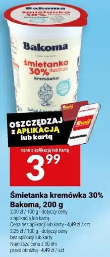 Twój Market Śmietanka kremówka 30% Bakoma, 200 g oferta