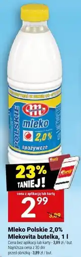Twój Market Mleko Polskie 2,0% Mlekovita butelka, 1 l oferta