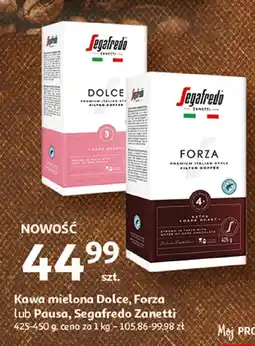 Auchan Kawa mielona Dolce, Forza lub Pausa, Segafredo Zanetti 425-450g oferta