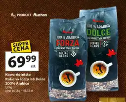 Auchan Kawa ziarnista Italiana Forza lub Dolce 100% Arabica Auchan 1,2kg oferta