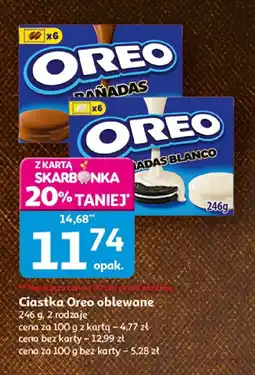 Auchan Ciastka Oreo oblewane, 246 g, 2 rodzaje oferta
