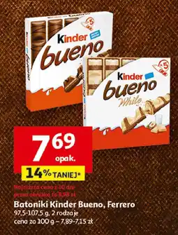 Auchan Batoniki Kinder Bueno, Ferrero, 97,5-107,5 g, 2 rodzaje oferta