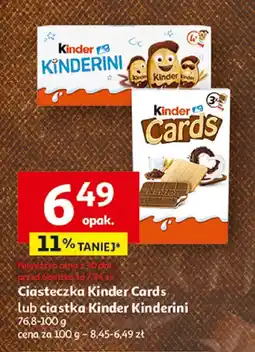Auchan Ciasteczka Kinder Cards lub ciastka Kinderini, 76,8-100 g oferta