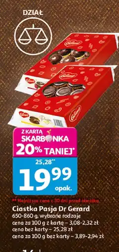 Auchan Ciastka Pasja de Gérard, 650-860 g, wybrane rodzaje oferta