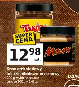 Auchan Krem czekoladowy lub czekoladowo-orzechowy Twix lub Mars, wybrane rodzaje Auchan oferta