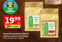 Auchan Kawa bio ziarnista Organic crema, espresso lub Kongo, 220 g Auchan oferta