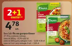 Auchan Sos lub fix na gorąco Knorr, wybrane rodzaje oferta