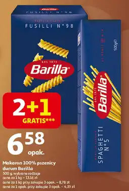 Auchan Makaron 100% pszenicy durum Barilla Fusilli oferta