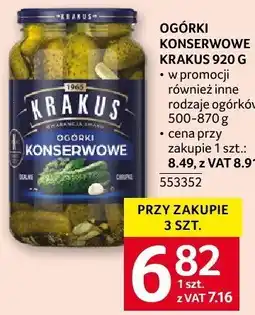 Selgros Ogórki konserwowe Krakus 920 g oferta