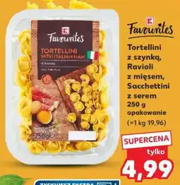Kaufland Tortellini z szynką, Ravioli z mięsem, Sacchettini z serem 250 g opakowanie oferta
