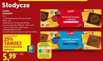 Lidl Herbatniki z czekoladą deserową Sondey oferta