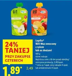 Lidl Mus+ryż jabłko-mango Lupilu oferta