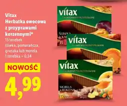 Lidl Herbatka owocowa z przyprawami korzennymi śliwka Vitax oferta