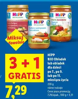 Lidl Obiadek BIO dla dzieci różne rodzaje 3+1 GRATIS HiPP oferta