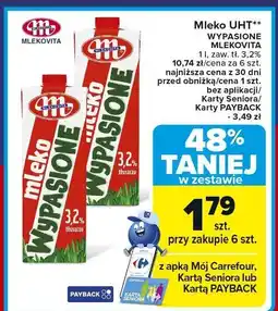Carrefour Mleko UHT wypasione Mlekovita 3,2% oferta