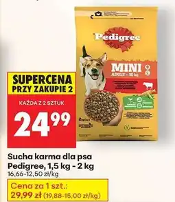 Biedronka Sucha karma dla psa Pedigree 1,5 kg 2 kg oferta