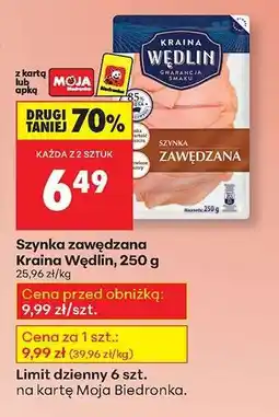 Biedronka Szynka wędzona Kraina Wędlin, 250 g oferta