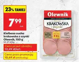 Biedronka Kiełbasa sucha krakowska z szynki Olewnik 150 g oferta