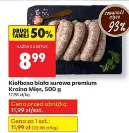 Biedronka Kielbasa biała surowa premium Kraina Mięs 500 g oferta