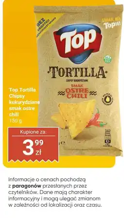 Biedronka Chipsy Top Tortilla kukurydziane smak ostre chili oferta