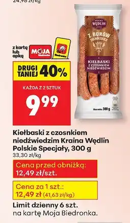 Biedronka Kiełbaski z czosnkiem niedźwiedzim Kraina Wędlin Polskie Specjały 300g oferta