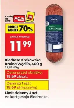 Biedronka Kiełbasa Krakowska Kraina Wędlin 400g oferta