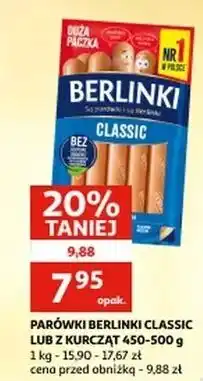 Auchan Parówki z kurcząt Morliny Berlinki oferta