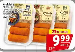 Prim Market Krokiety 24,98 / 1 kg z pieczarkami mozzarellą, z kapustą liśćmi boczku, z mięsem SMAKMAK oferta