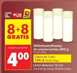 Biedronka Wkład parafinowy do znicza Lumia, 400 g oferta