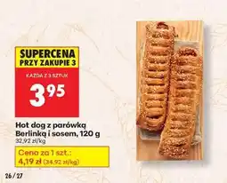 Biedronka Hot dog z parówką Berlinką i sosem , 120 g oferta