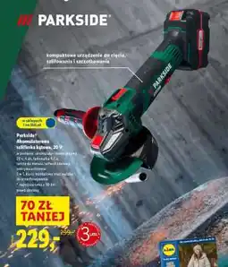 Lidl Parkside Akumulatorowa szlifierka kątowa 20 V oferta