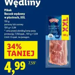 Lidl Pikok Boczek wędzony w plastrach, XXL oferta