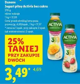 Lidl Danone Jogurt pitny Activia bez cukru oferta