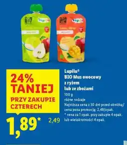 Lidl lupilu BIO Mus owocowy z ryżem lub ze zbożami oferta